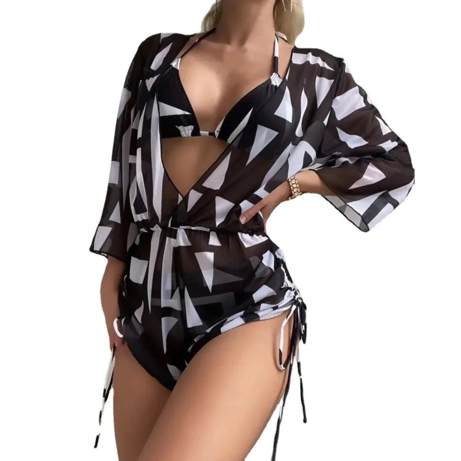 2023 Women's Sexy Three-Piece Swimwear Set with Skirt