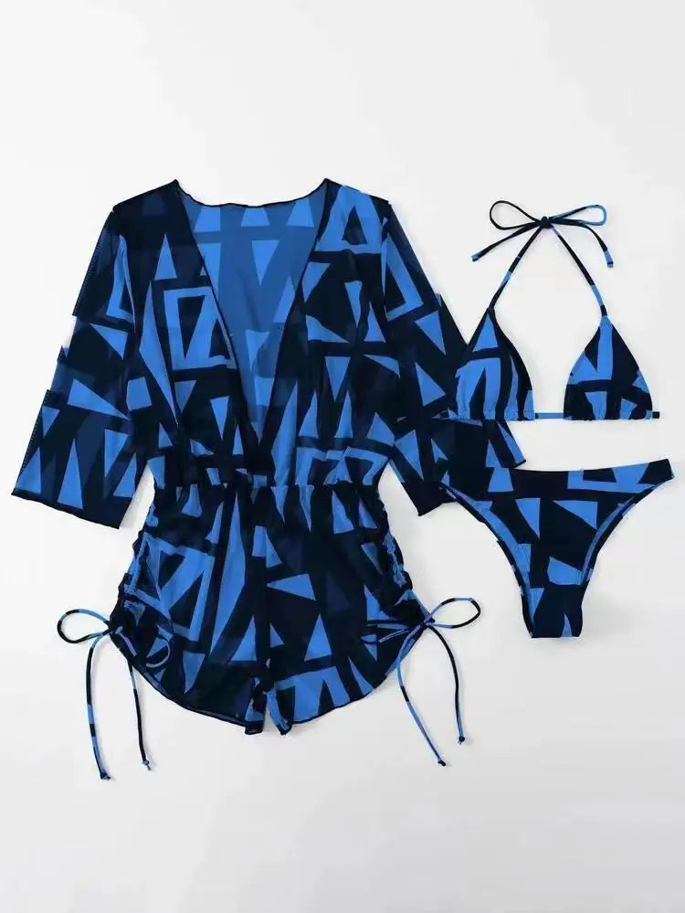 2023 Women's Sexy Three-Piece Swimwear Set with Skirt