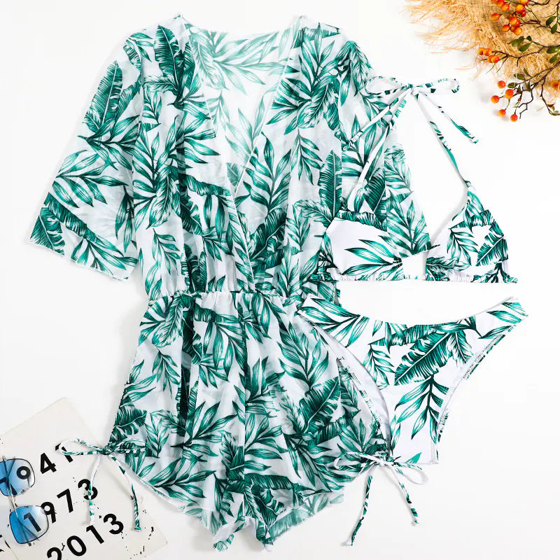2023 Women's Sexy Three-Piece Swimwear Set with Skirt