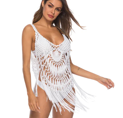 WOLFF Chic Crochet Fringe Beach Cover-up (One Piece)