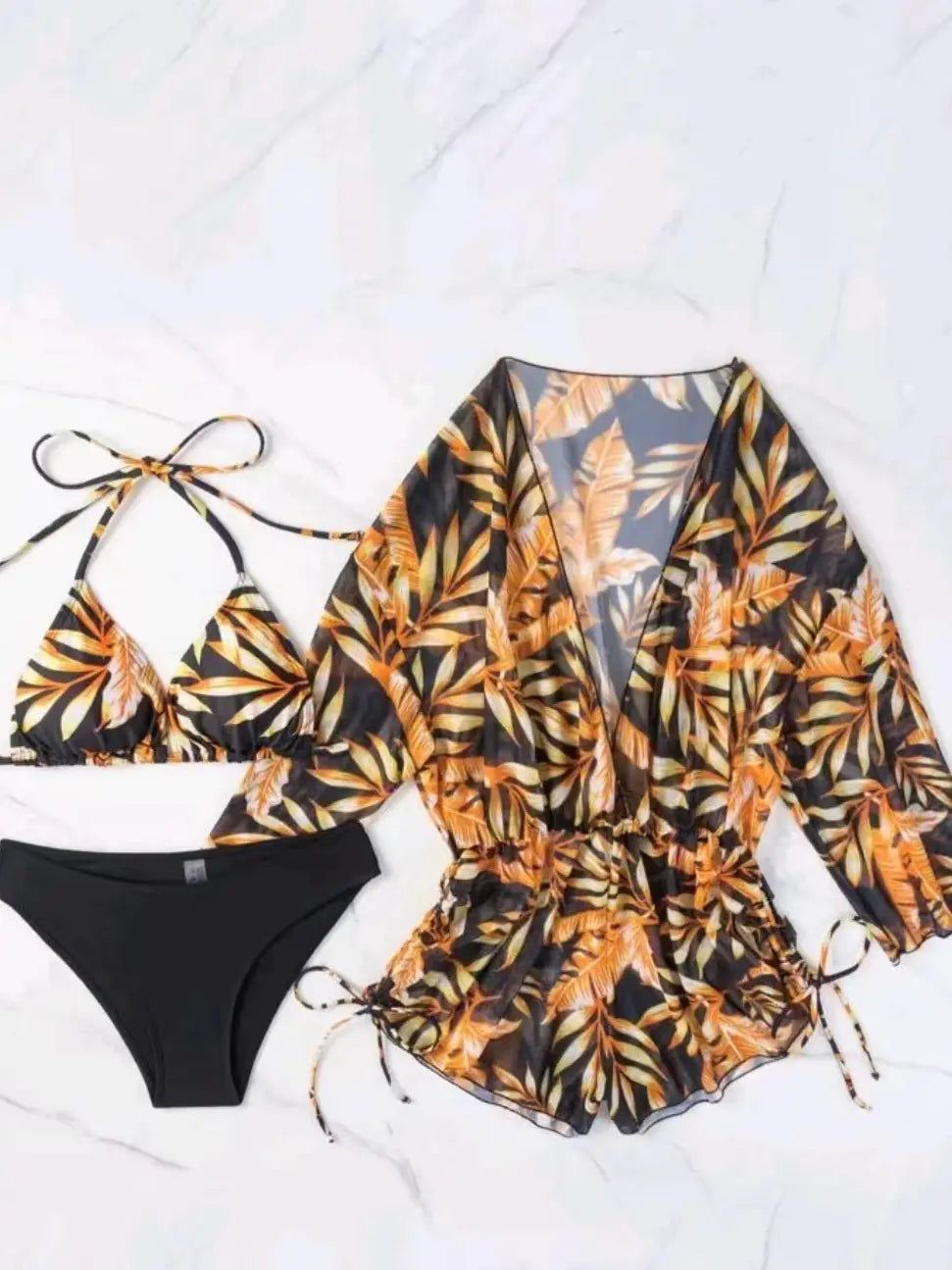 2023 Women's Sexy Three-Piece Swimwear Set with Skirt